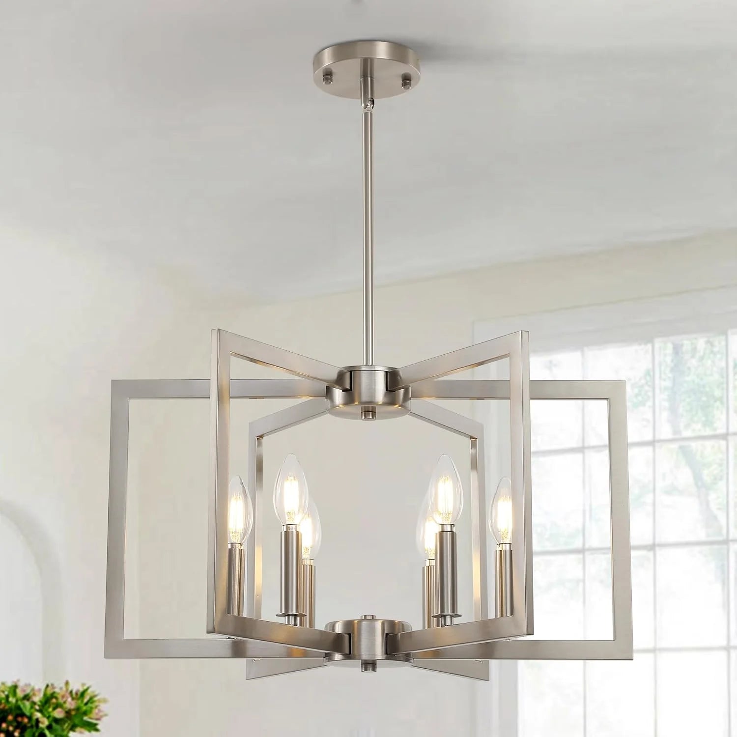 New Arrivals 6-Light Moderns Metal Geometric Chandelier£¬Kitchen Island Brushed Nickel Lighting Fixtures£¬Entryway Light - Image 6