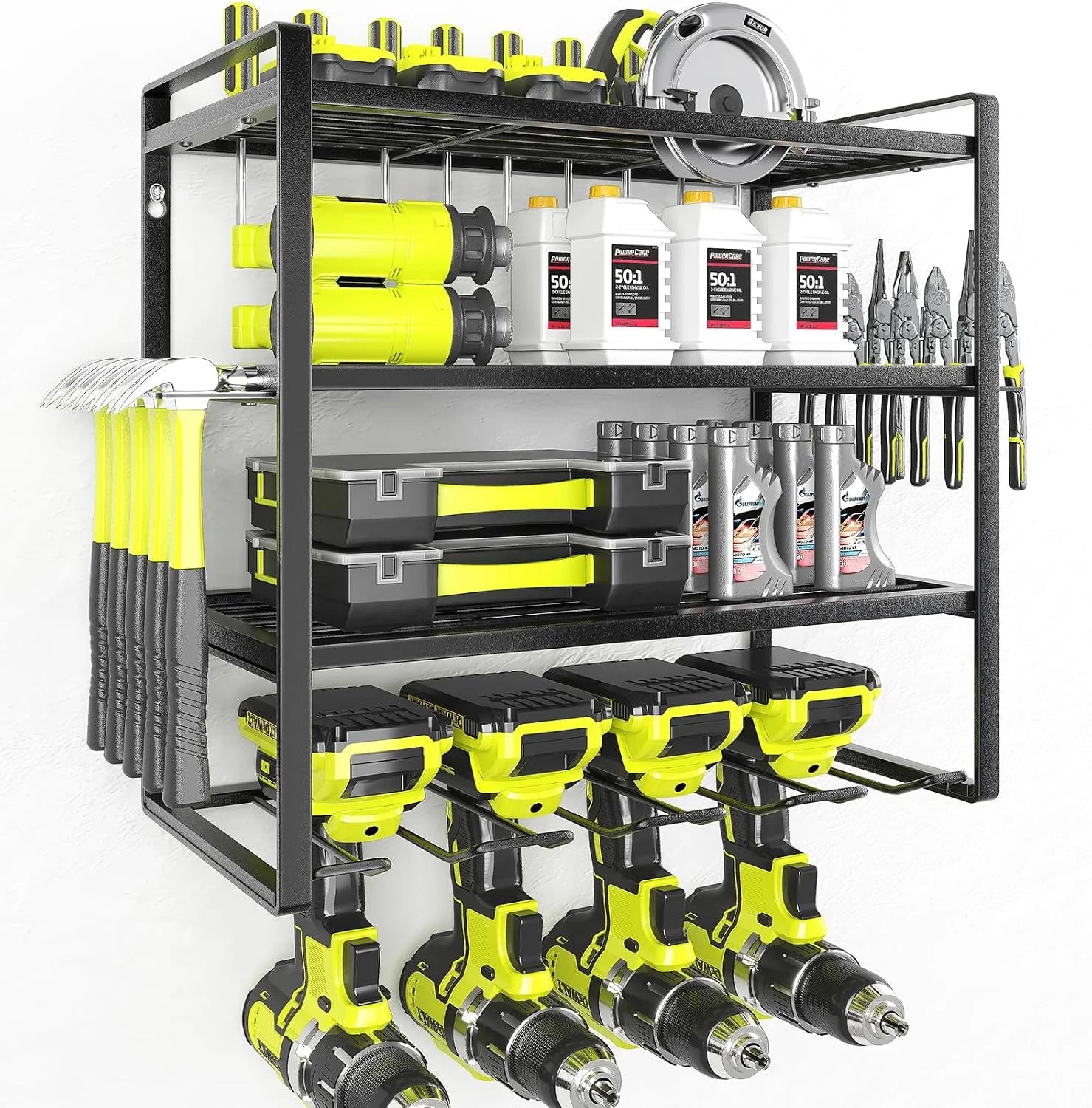 New Arrivals Power Tool Organizer, 4 Layer Drill Holders Wall Mount