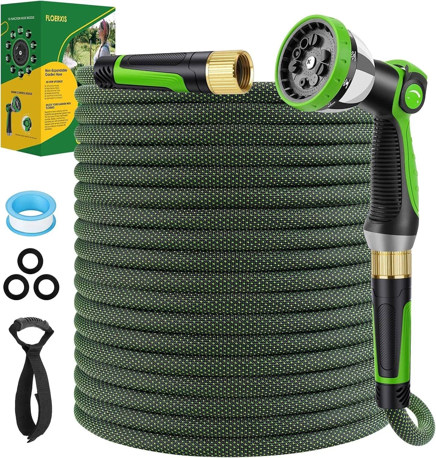 New Arrivals Non-Expandable Garden Hose 100 FT, Lightweight Hose with 10 Function Spray Nozzle, 360° Swivel Connectors - Image 6