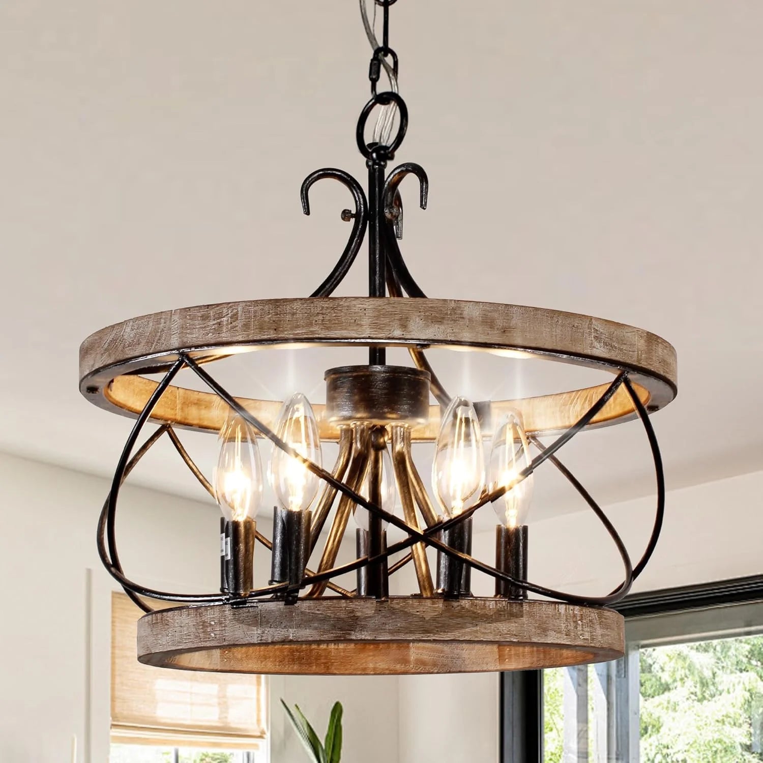 New Arrivals Wood Chandelier Light Fixture