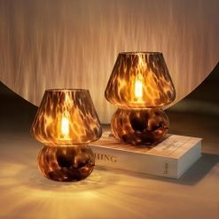 ONEWISH Mushroom Lamp Small Vintage Table Lamp for Bedroom Nightstand, Dimmable bifanuoyard