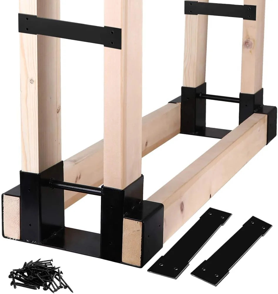 New Arrivals Outdoor Firewood Log Storage Rack Bracket Kit, Fireplace Wood Storage Holder-Adjustable to Any Length - Image 3