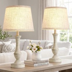 Luvkczc Table Lamp Set of 2, 19 Farmhouse Vintage Bedside Lamps for Living Room & Bedroom bifanuoyard