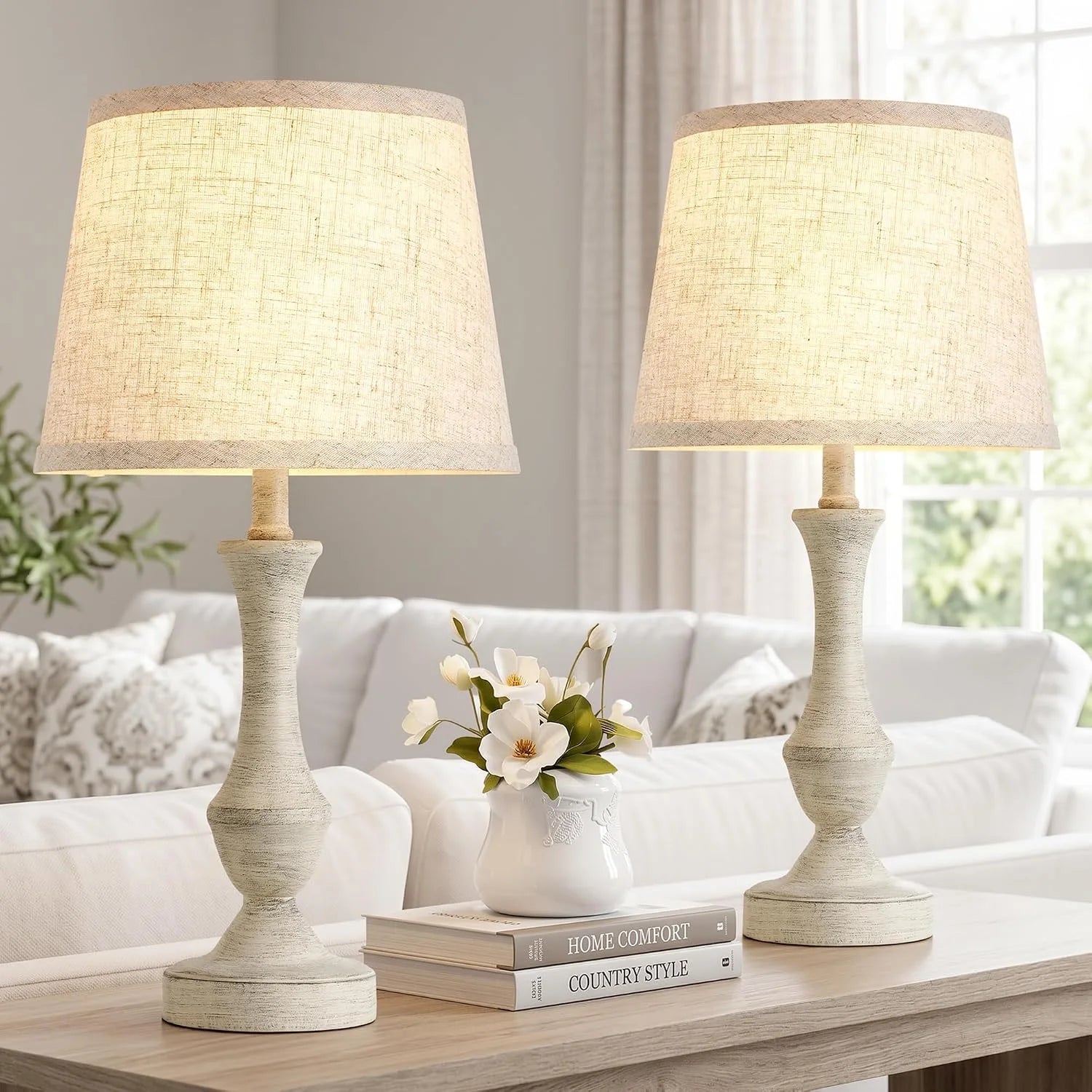 Luvkczc Table Lamp Set of 2, 19 Farmhouse Vintage Bedside Lamps for Living Room & Bedroom bifanuoyard