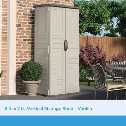 New Arrivals Vertical Outdoor Storage Shed with All-Weather Construction, Vanilla