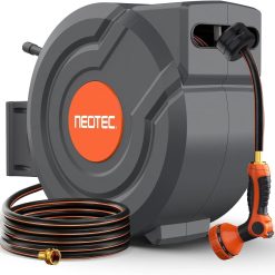 5/8 in 100ft Retractable Garden Hose Reel with Any-Length Lock Slow Auto Rewind Heavy Duty Water Hose Reel With bifanuoyard