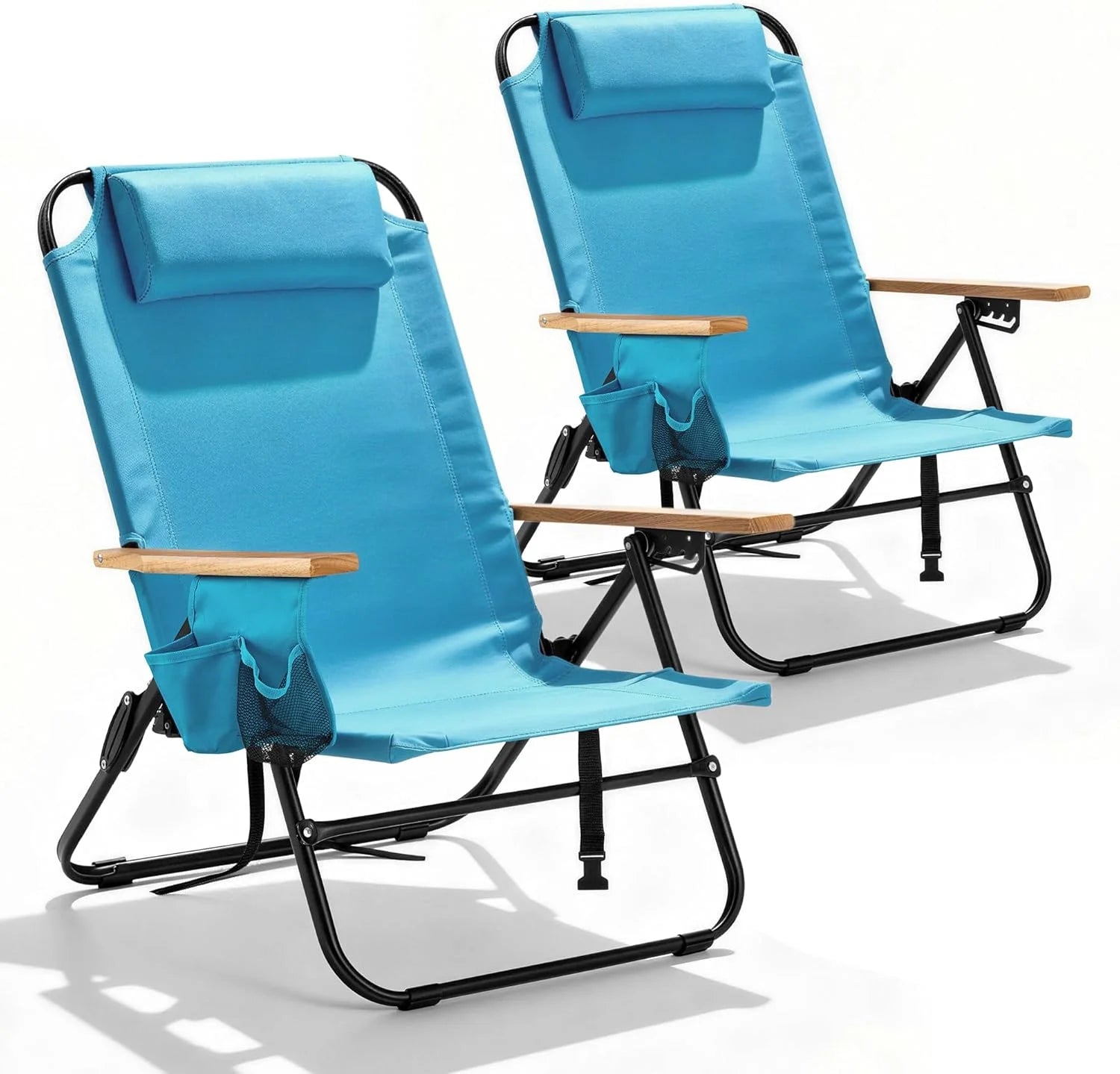 Canpsky 2 Pack Premium 5-Position Reclining Camping Chair, Portable Folding Lightweight Outdoor Chair with Wooden bifanuoyard - Image 5