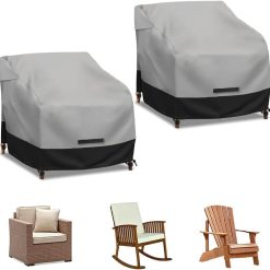 zenicham Patio Swivel Chair Cover Waterproof 2 Pack, 600D Heavy Duty Outdoor Furniture Covers for Universal Lawn/Deck/Garden/Backyard Fits up 36