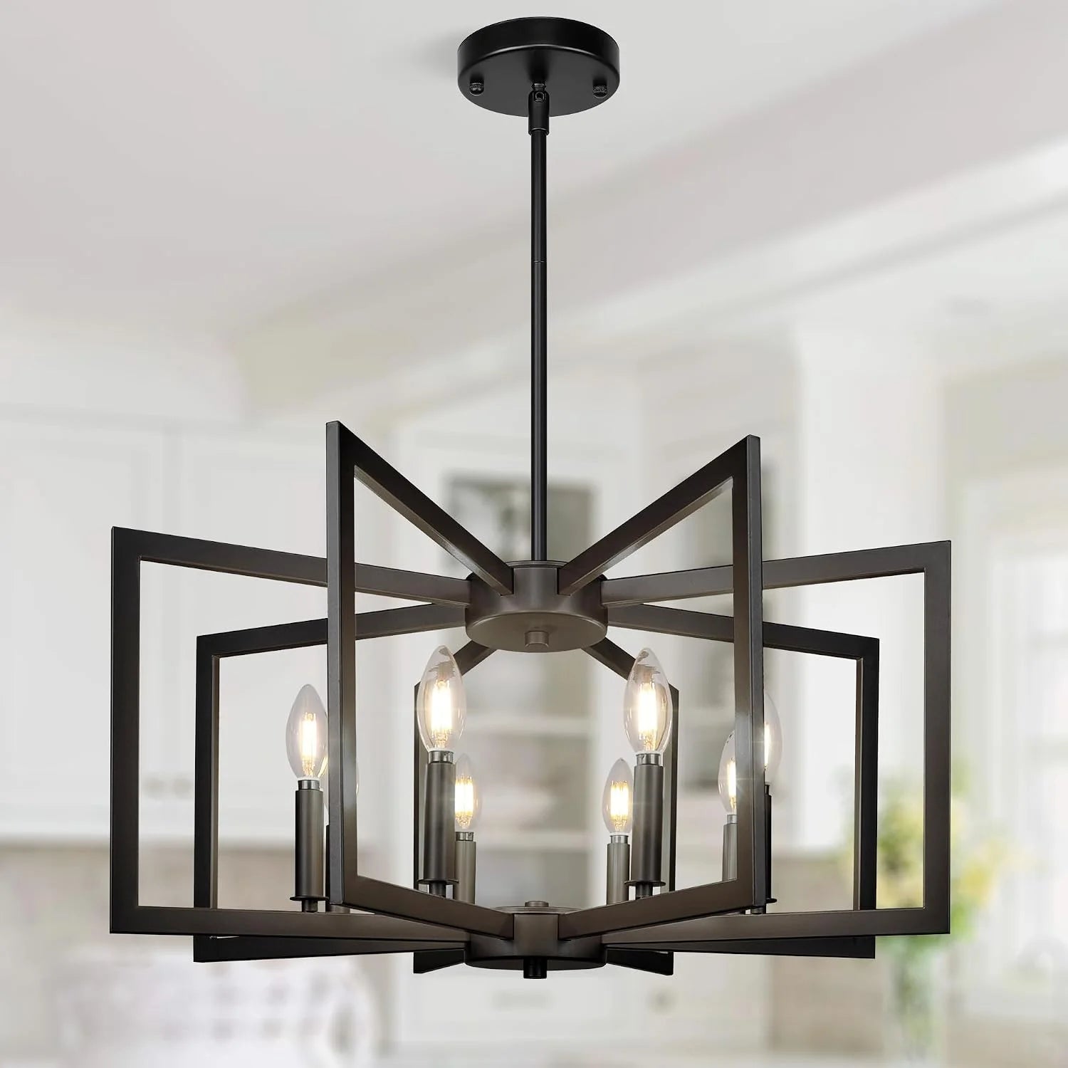 New Arrivals 6-Light Moderns Metal Geometric Chandelier£¬Kitchen Island Brushed Nickel Lighting Fixtures£¬Entryway Light - Image 4