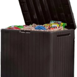 Keter City 30 Gal Outdoor Storage Box and Patio Side Table