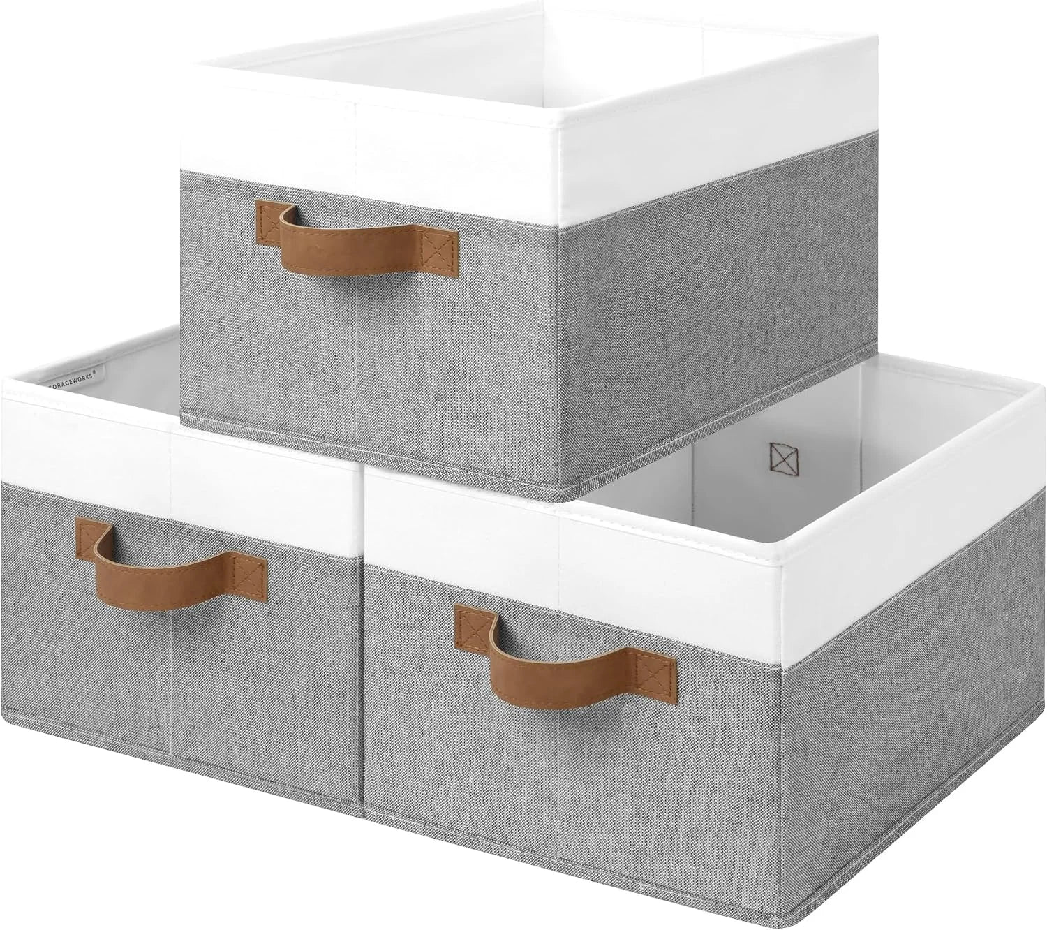 StorageWorks Fabric Storage Bins with Rope Handles, Beige, Extra Large, Collapsible Closet Storage Bins, Closet bifanuoyard - Image 4
