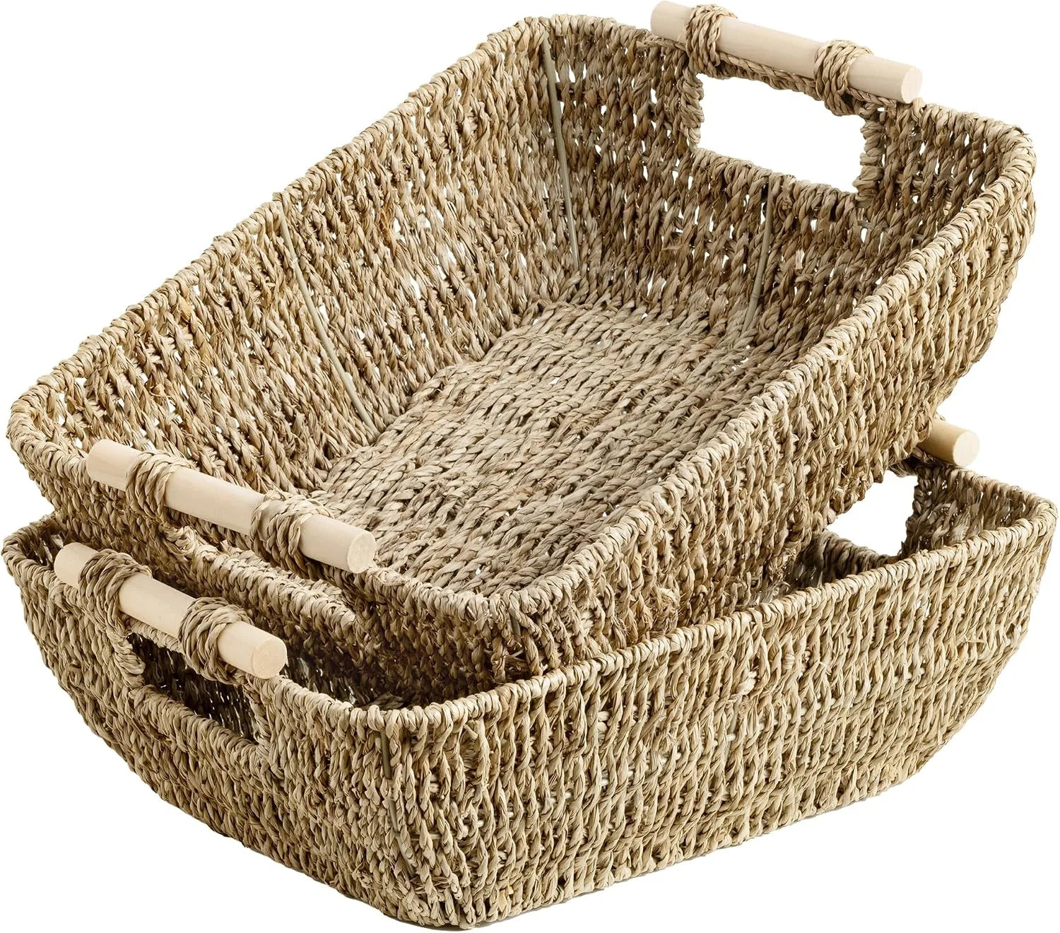 StorageWorks Wicker Baskets for Organizing, Water Hyacinth Storage Baskets, Wicker Storage Baskets for Shelves bifanuoyard