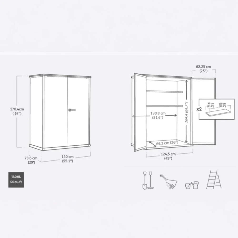 New Arrivals Premier Tall 4.6x5.6 ft Resin Outdoor Storage Shed, Backyard Garden Shed with Shelving Brackets for Tools - Image 3