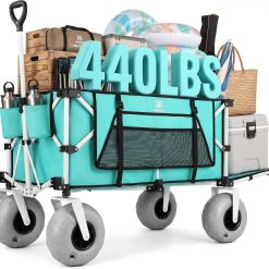 New Arrivals Navatiee 260L Beach Wagon with Extended Tailgate, 440lbs Heavy Duty Beach Cart with 9" Big Balloon Wheels for Sand