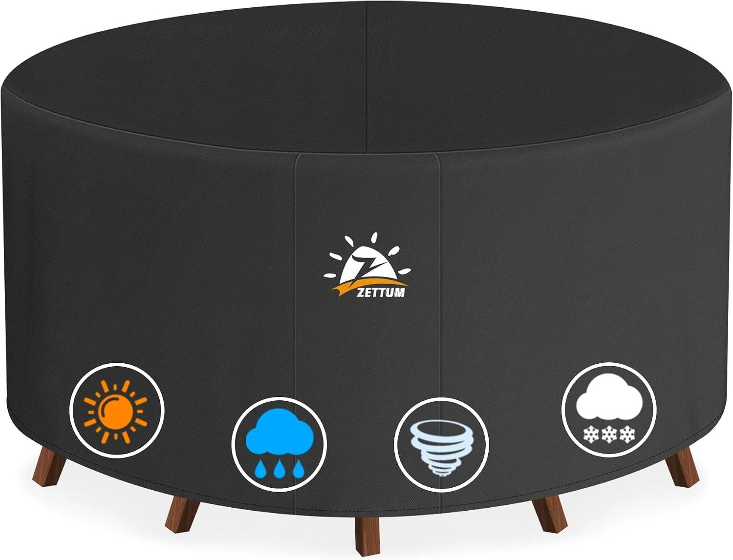 Zettum Round Patio Table Cover 48 Inch " 600D Outdoor Furniture Cover Round Waterproof