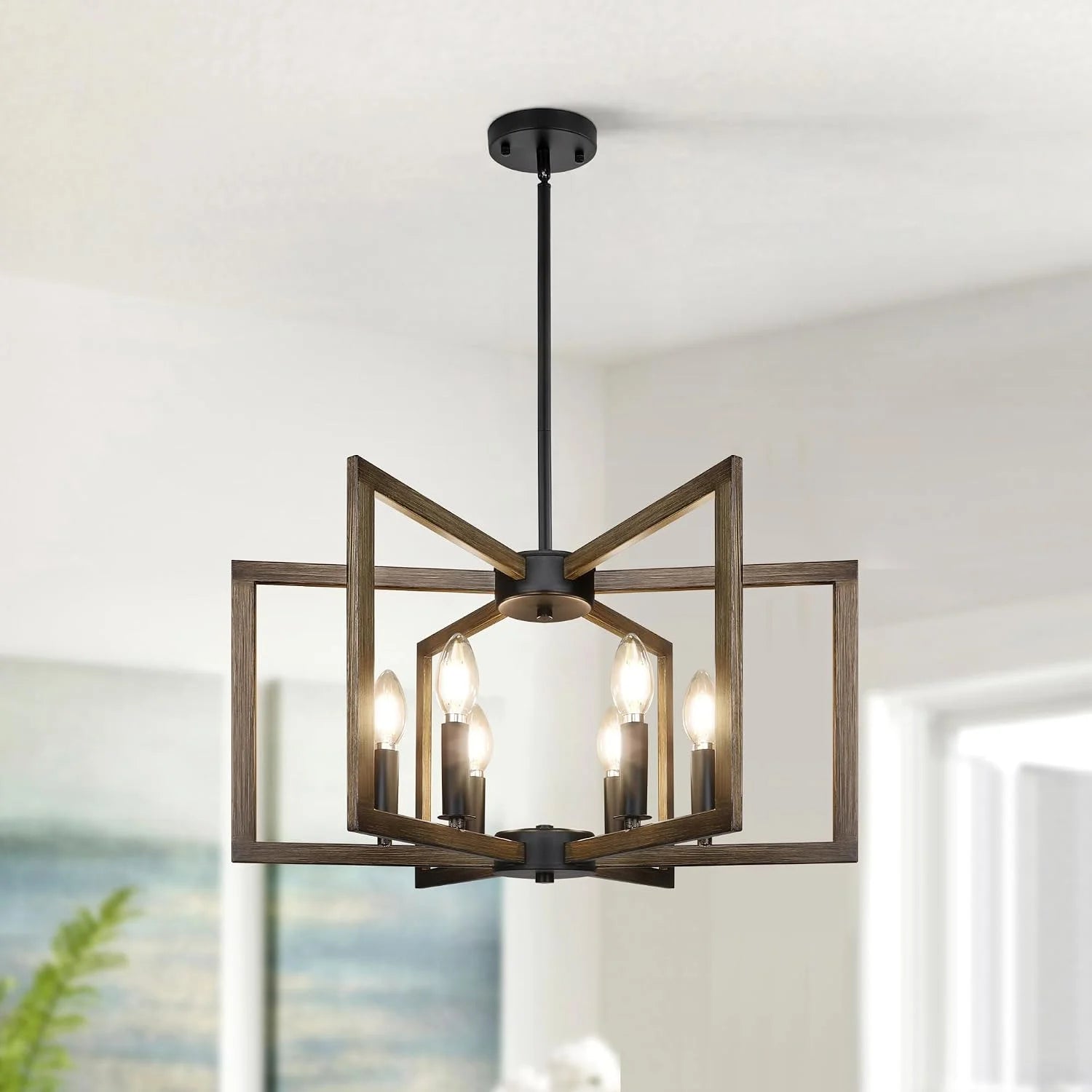 New Arrivals 6-Light Moderns Metal Geometric Chandelier£¬Kitchen Island Brushed Nickel Lighting Fixtures£¬Entryway Light - Image 3