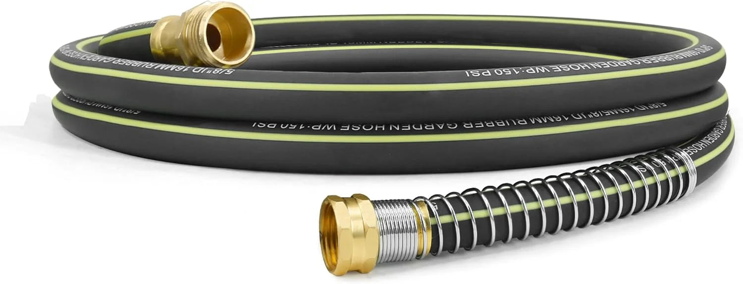 New Arrivals Lightweight Rubber Garden Hose 100 ft, 5/8 Hybrid Rubber Hose with Solid Brass Fitting - Image 4