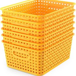 New Arrivals Organizer Baskets, Grey 6-Pack Plastic Woven Baskets, 10.1 x 7.55 x 4.1