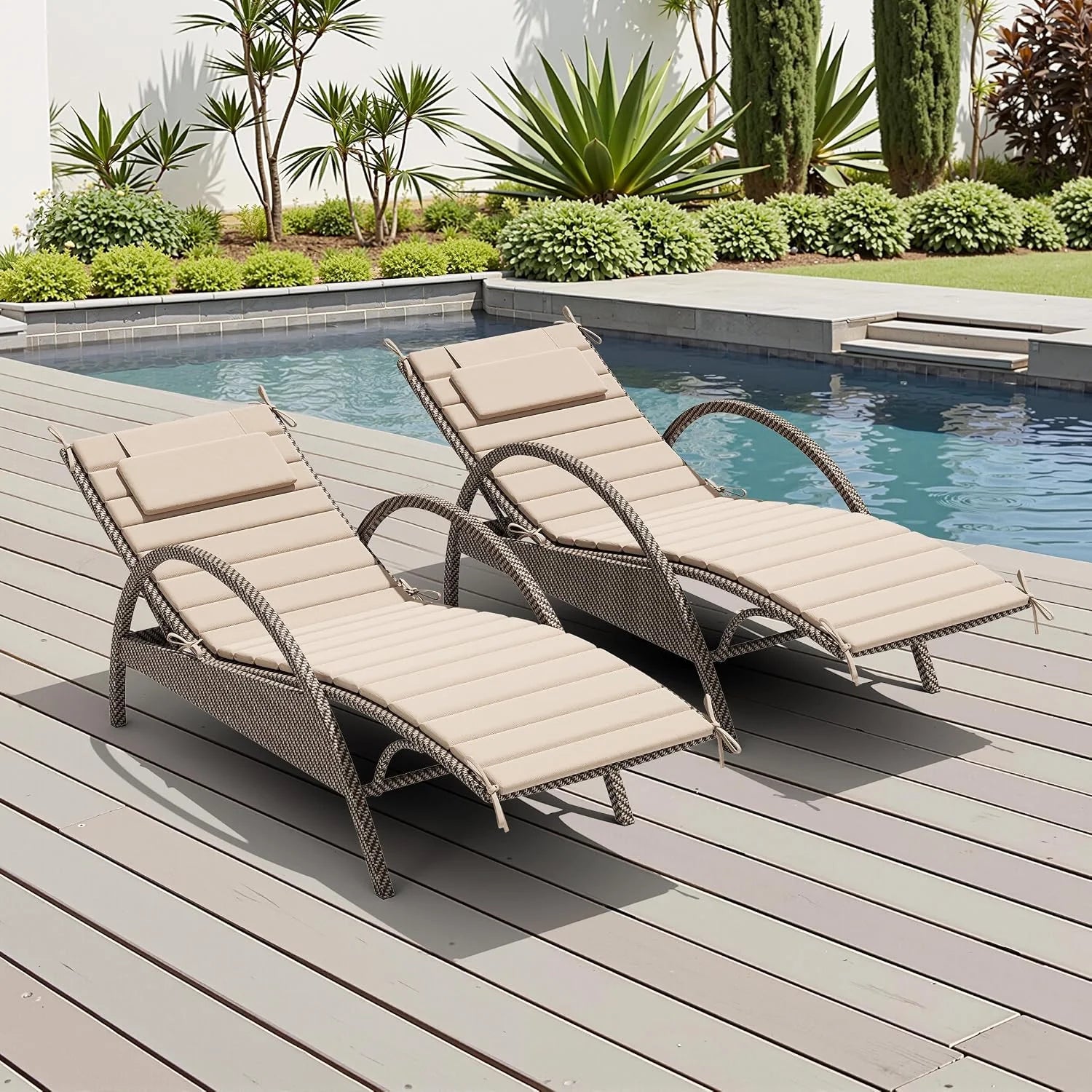 Crestlive Products Chaise Lounge Cushion Outdoor Set of 2, Foldable Water Resistant Pool Lounge Chair Cushions with bifanuoyard - Image 4