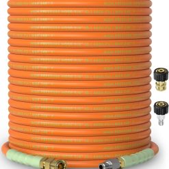 New Arrivals 3/8 ID Pressure Washer Hose 50 ft, 4800 PSI Steel-Braided & Durable, Power Washer Hose with Swivel Quick