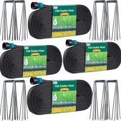 Hlinker 2026 Flat Soaker Hose 200 ft (50ft 4Packs) with Stake for Garden, Linkable Drip Hose Diy Automates Garden bifanuoyard