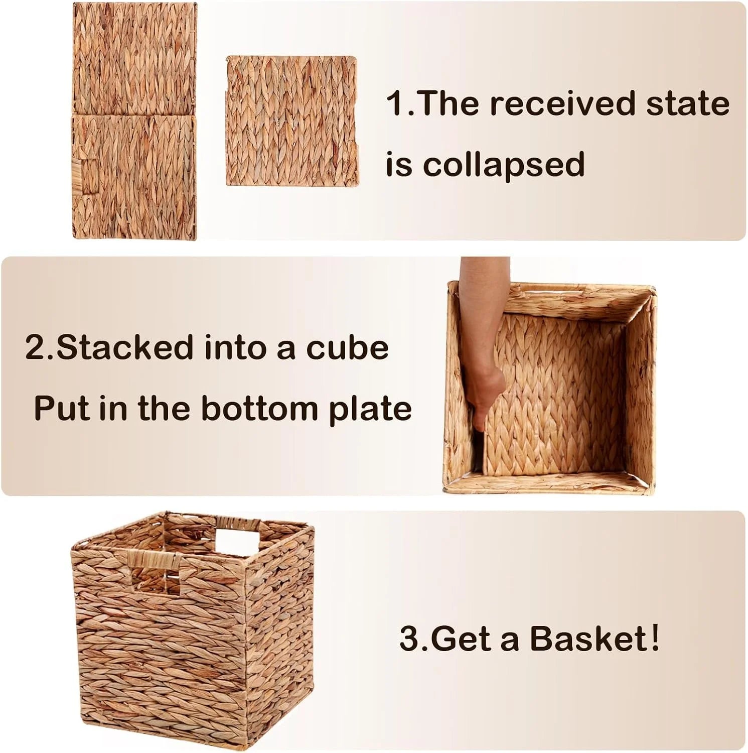 New Arrivals Wicker Storage Basket with Handles, 11x11in, 2 Pack, Handwoven Storage Bins for Organizing Storage - Image 4