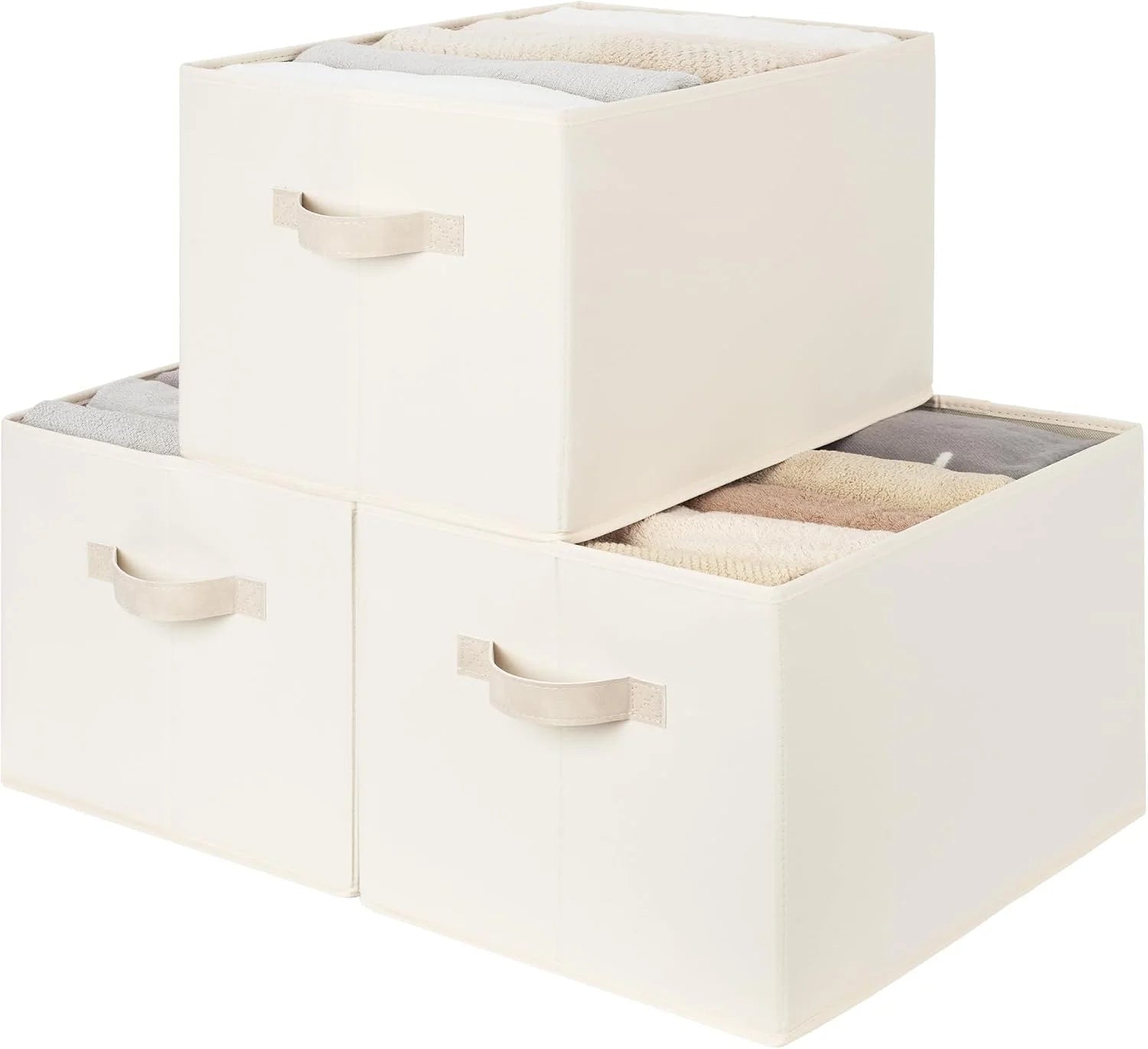 StorageWorks Fabric Storage Bins with Rope Handles, Beige, Extra Large, Collapsible Closet Storage Bins, Closet bifanuoyard - Image 17