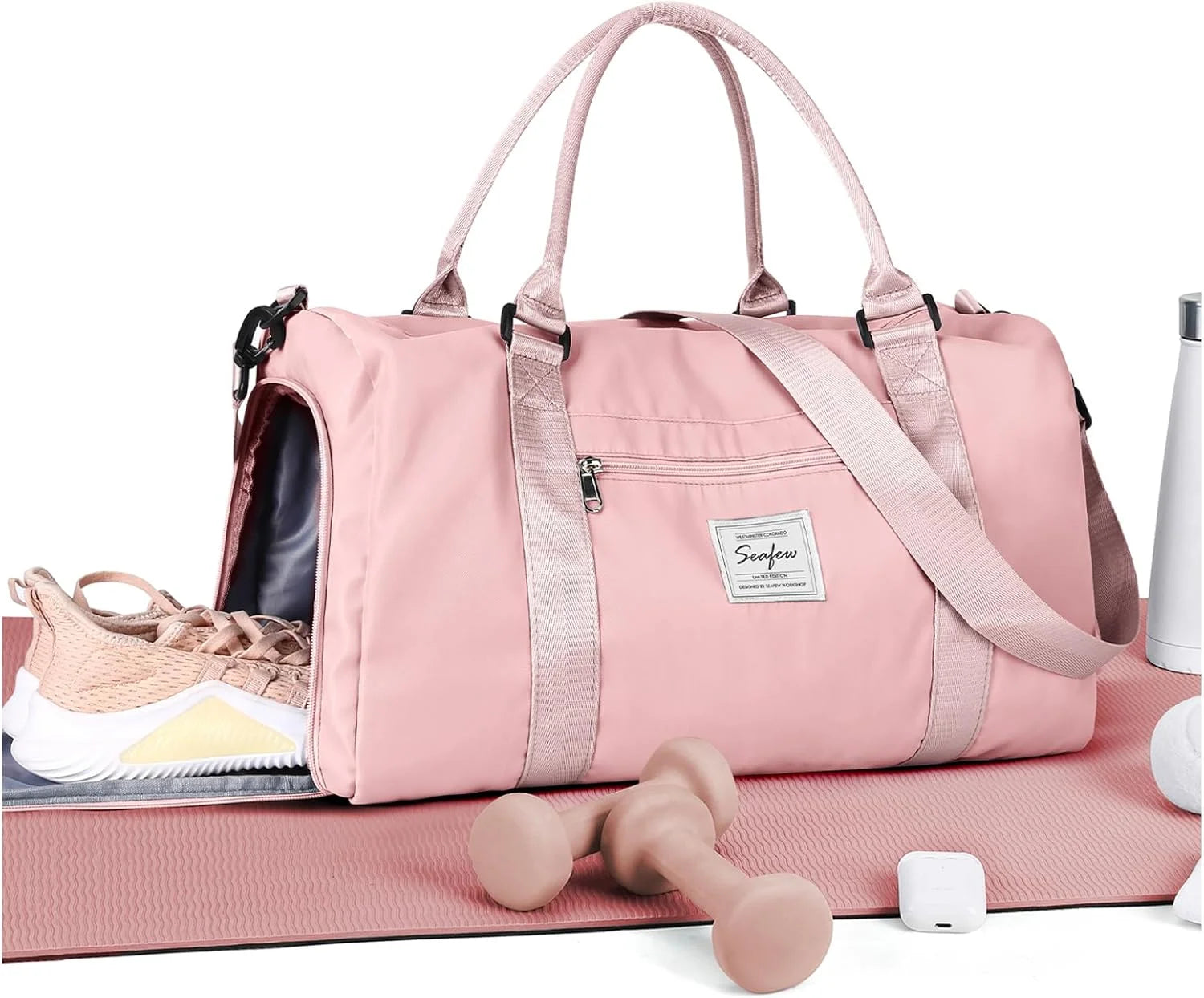 Bag Womens Mens with Shoes Compartment and Wet Pocket Travel Duffel Bag for Women for Plane Sport Gym Tote Bags Swimming Yoga