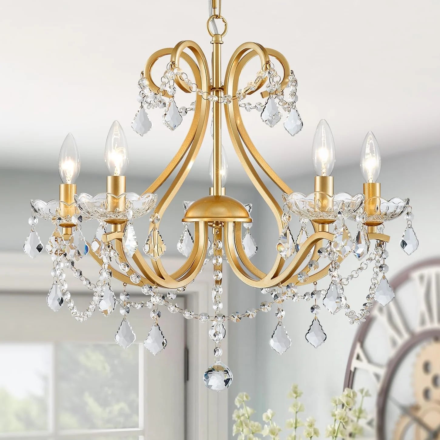 New Arrivals 5-Light Crystal Candle Chandelier Pendant Ceiling Light Modern Lighting Fixture for Bedroom Hallway Bar Kitchen - Image 3