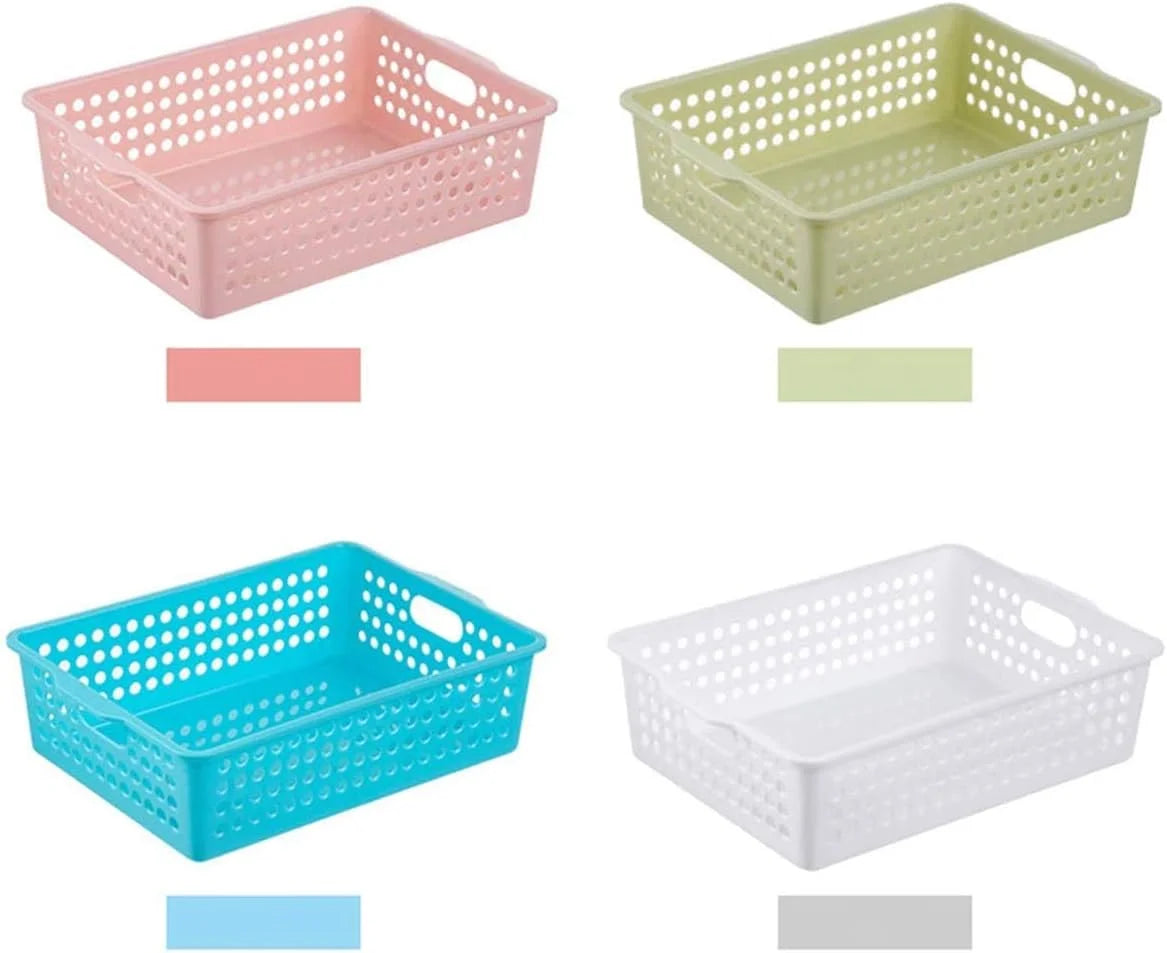 New Arrivals Plastic Storage Baskets, Colorful Paper Organizer Baskets Plastic Shelf Bins with Handles, Classroom Office - Image 2