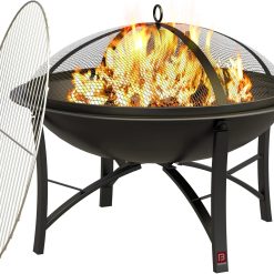 New Arrivals Fire Beauty Wood Burning Fire Pit, 2-in-1 BBQ Grill for Backyard Camping