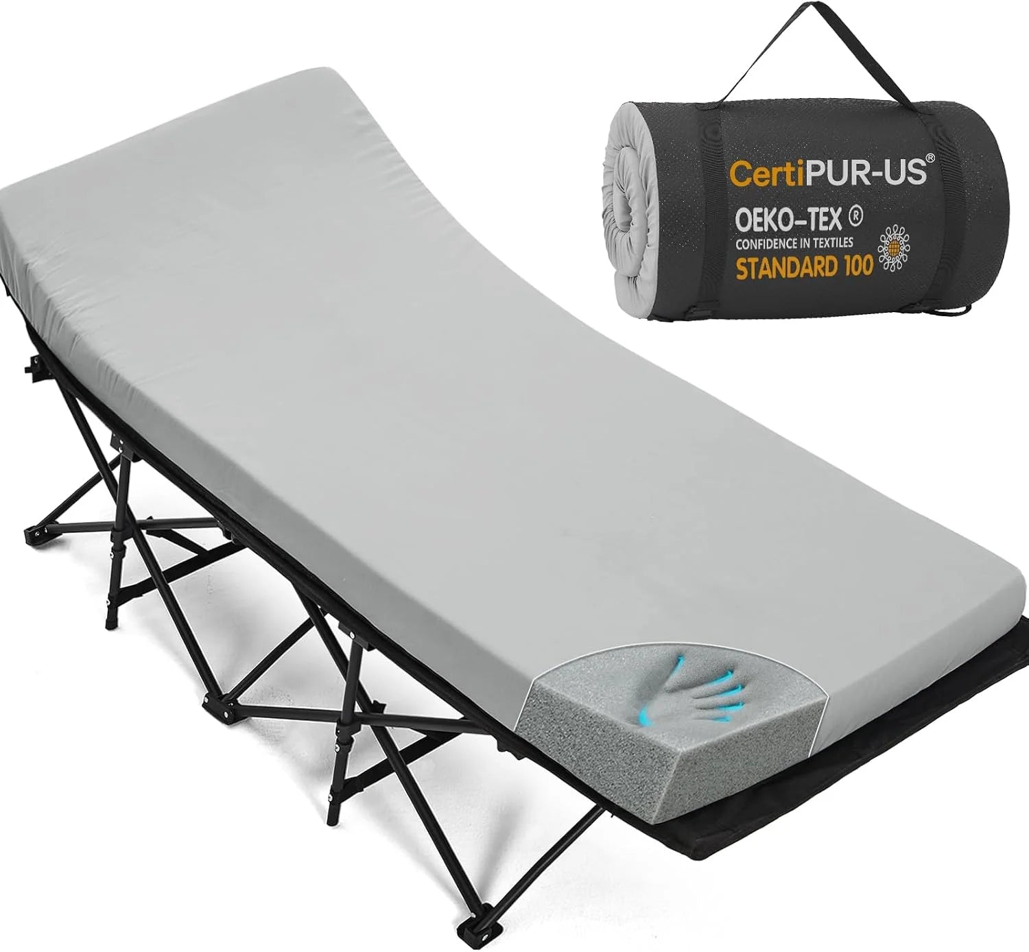 CYMULA Camping Cot Pad 2 Inch Memory Foam, Camping Pad for Folding Cot and Foldable Cot, Portable Roll Up Camp Gear for bifanuoyard - Image 7