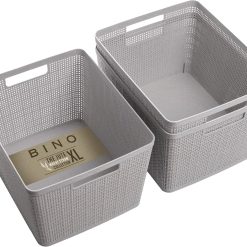 New Arrivals Plastic Basket, Large (Black), 3-Pack, Home Organization