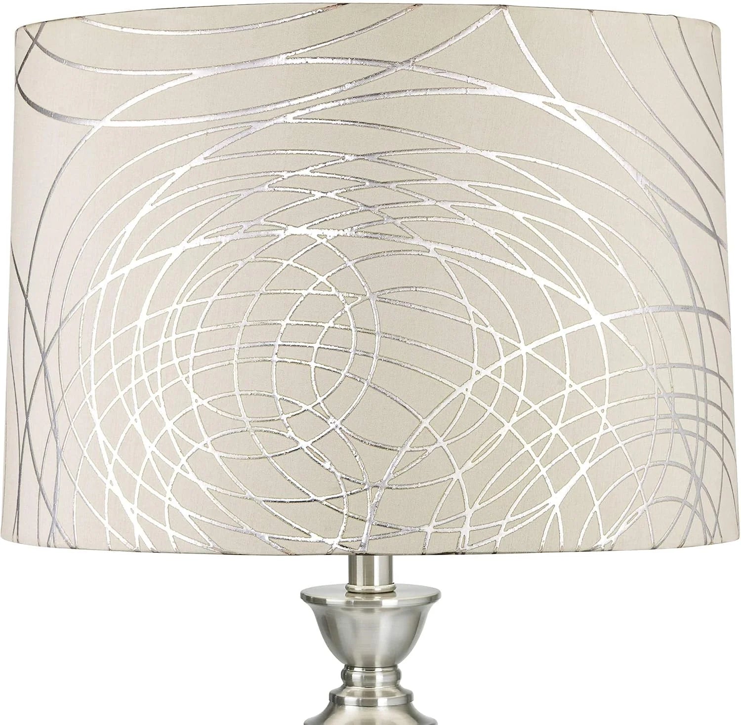 With Silver Circles Large Drum Lamp Shade (Pre-Assembled) 15 Top x 16 Bottom x 11 High (Spider) Replacement - Image 2