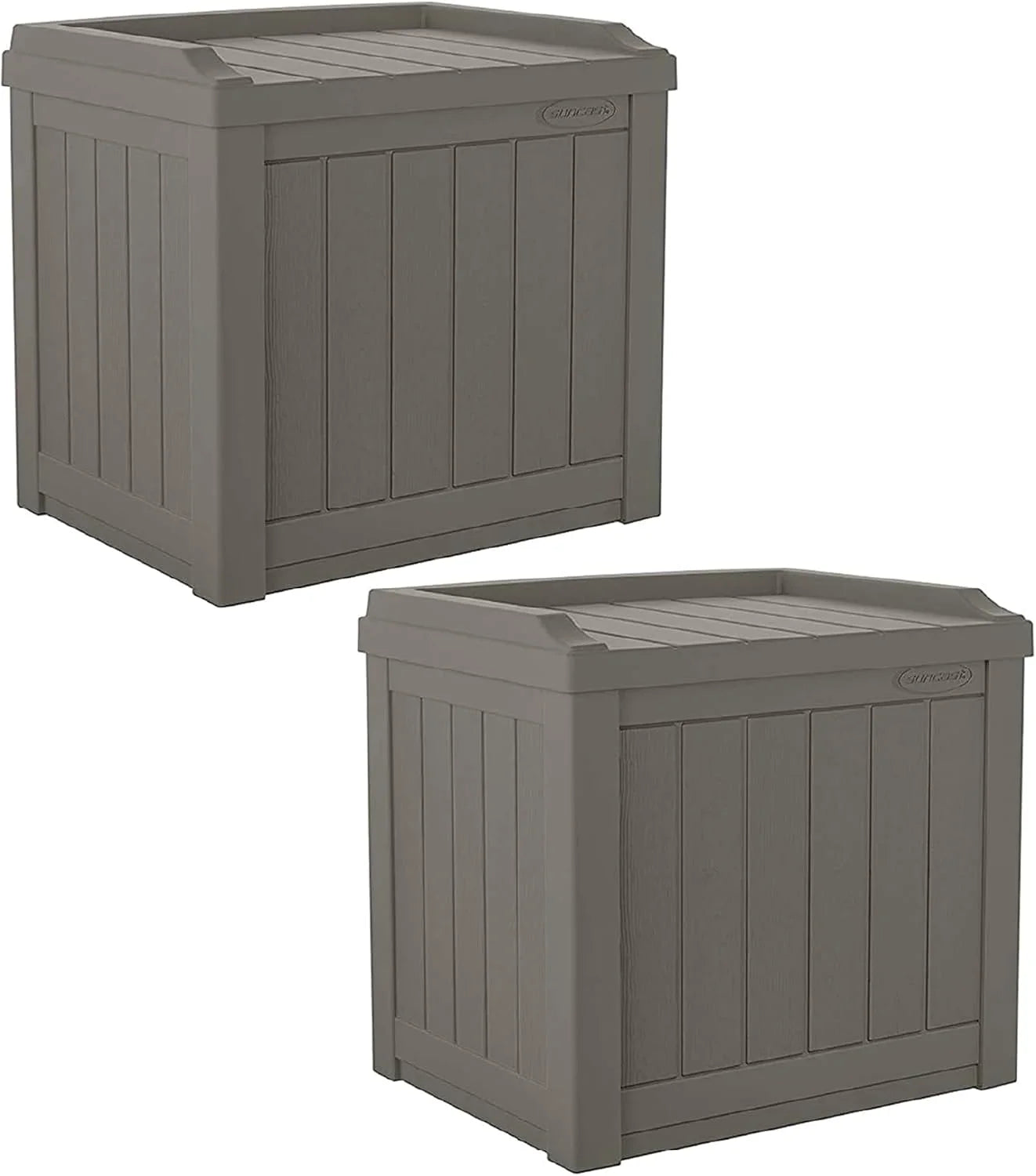 New Arrivals Outdoor Storage Box " 22 Gallon Stone Gray Resin Outdoor Deck Box with Seat - Image 2