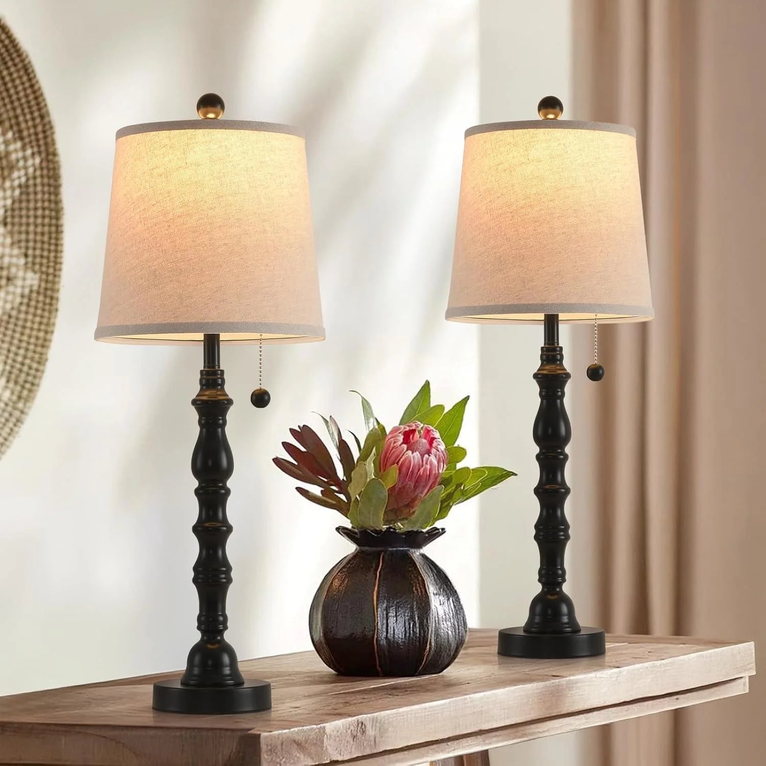 New Arrivals Modern Farmhouse Table Lamp Bedside Reading Lamps Living Room End Tables Set Lamps for Night Stands Bedroom - Image 5