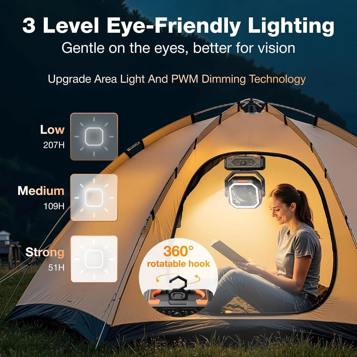 OGERY Portable Fan Rechargeable, 30000mAh Camping Fan for Tent, RV & Outdoor with Up to 322H Runtime bifanuoyard - Image 9