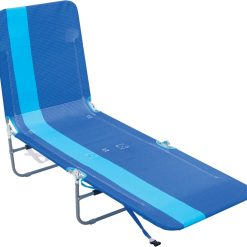 New Arrivals Beach Portable Lay Flat Folding Backpack Beach Lounge Chair with Backpack Straps and Storage Pouch, Blue and Red