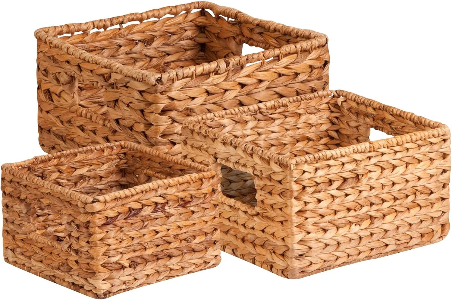 Storage Baskets –Water Hyacinth Woven Basket, Decorative Baskets for Shelves, Basket for Gifts, Closet, Pantry bifanuoyard - Image 3