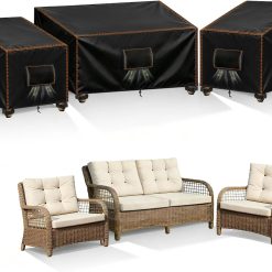 New Arrivals SUNICO Patio Furniture Covers Sets 3 PCS Waterproof Outdoor,X-Large,Black