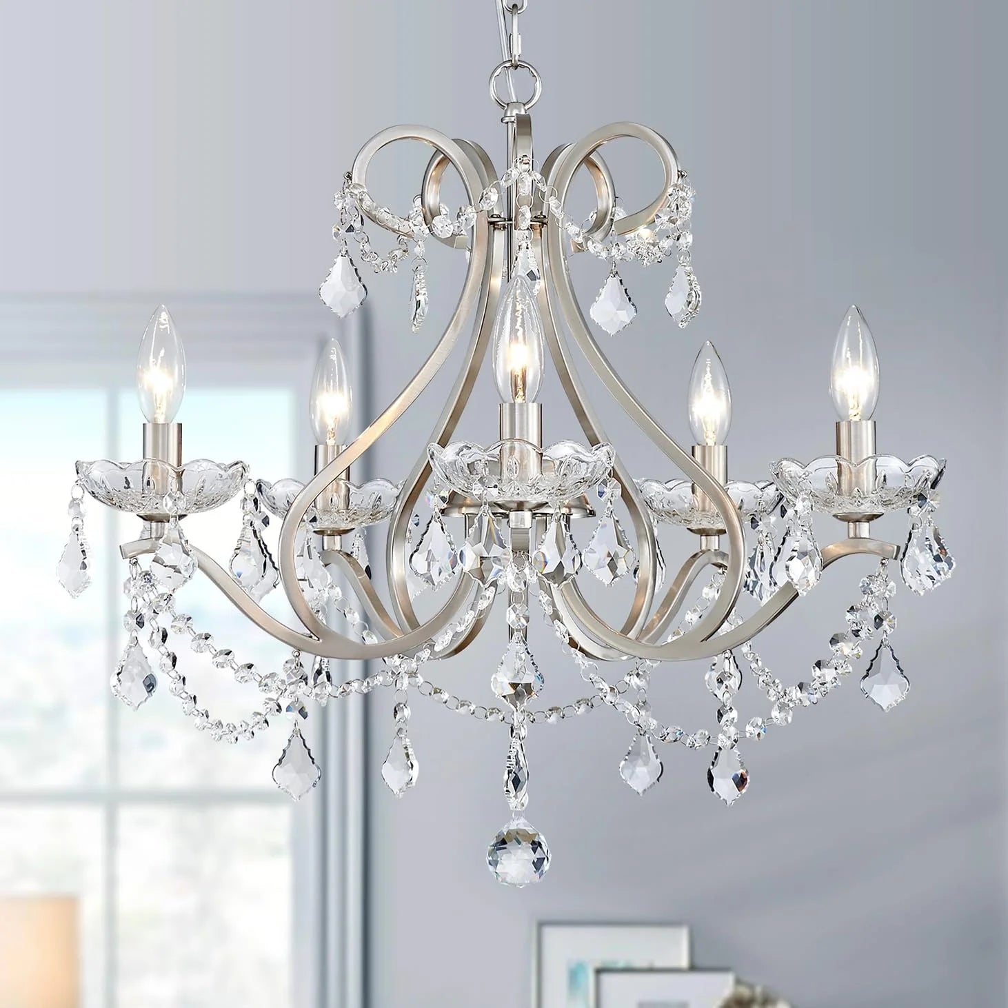 New Arrivals 5-Light Crystal Candle Chandelier Pendant Ceiling Light Modern Lighting Fixture for Bedroom Hallway Bar Kitchen - Image 6