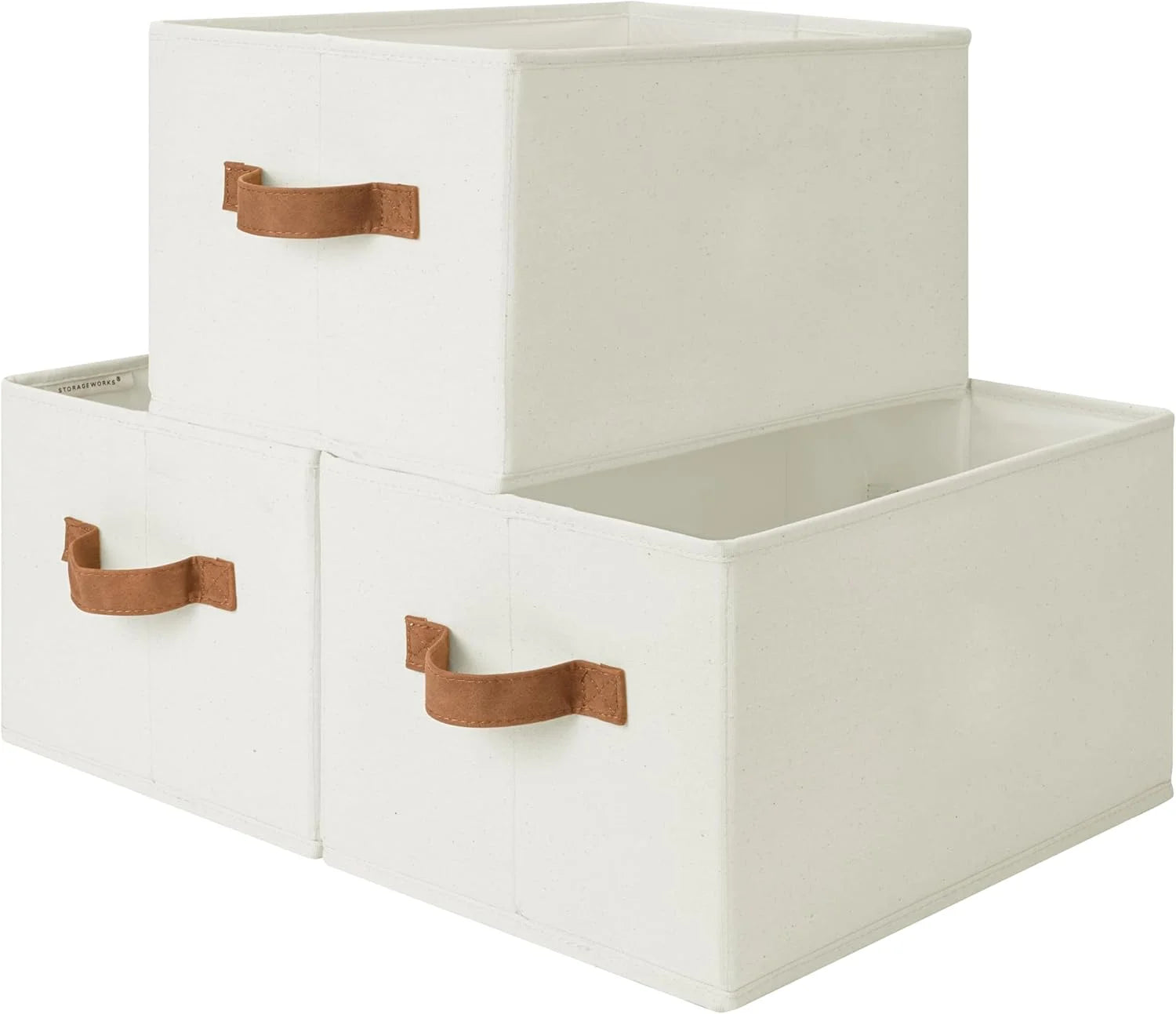 StorageWorks Fabric Storage Bins with Rope Handles, Beige, Extra Large, Collapsible Closet Storage Bins, Closet bifanuoyard - Image 3