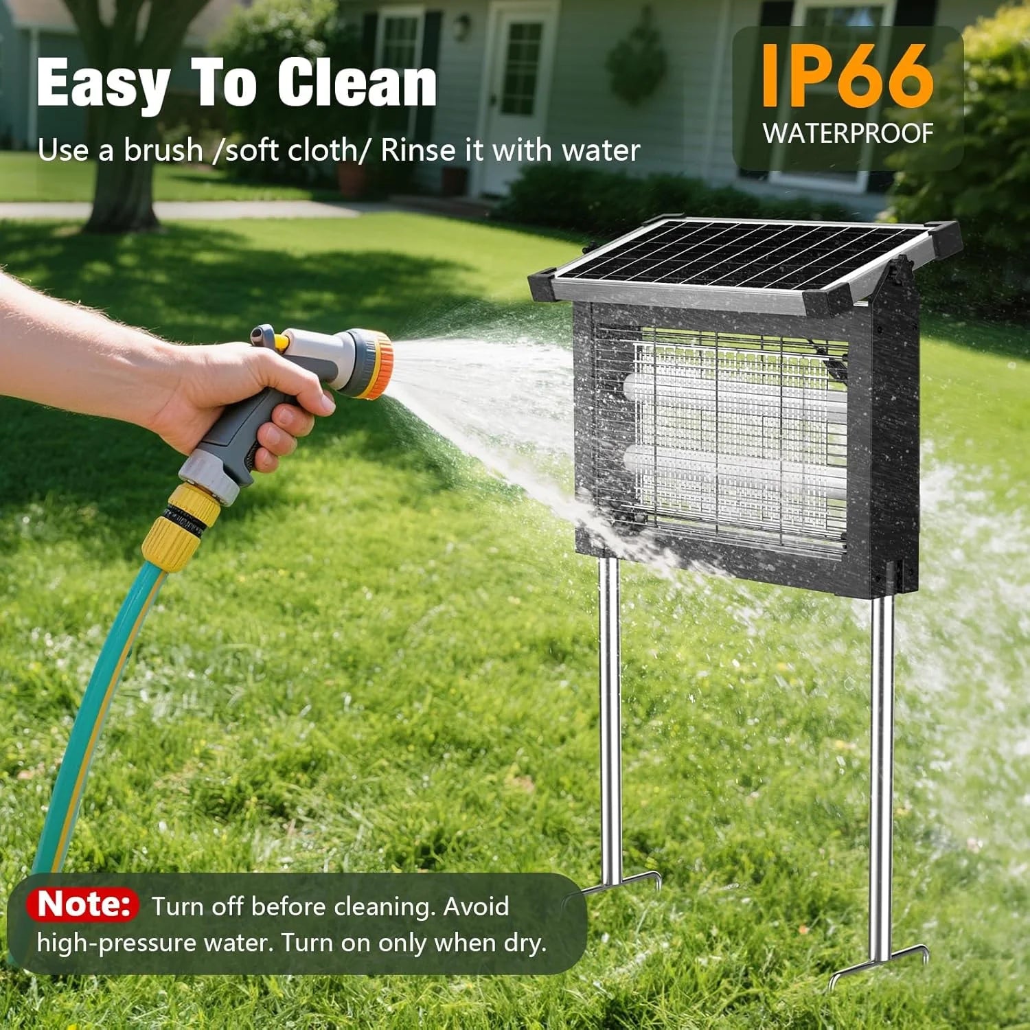 New Arrivals Bug Zapper Outdoor, 4500V Mosquito Zapper Waterproof with Panel Sensor Electric Fly Zapper Rechargeable Mosquito - Image 3