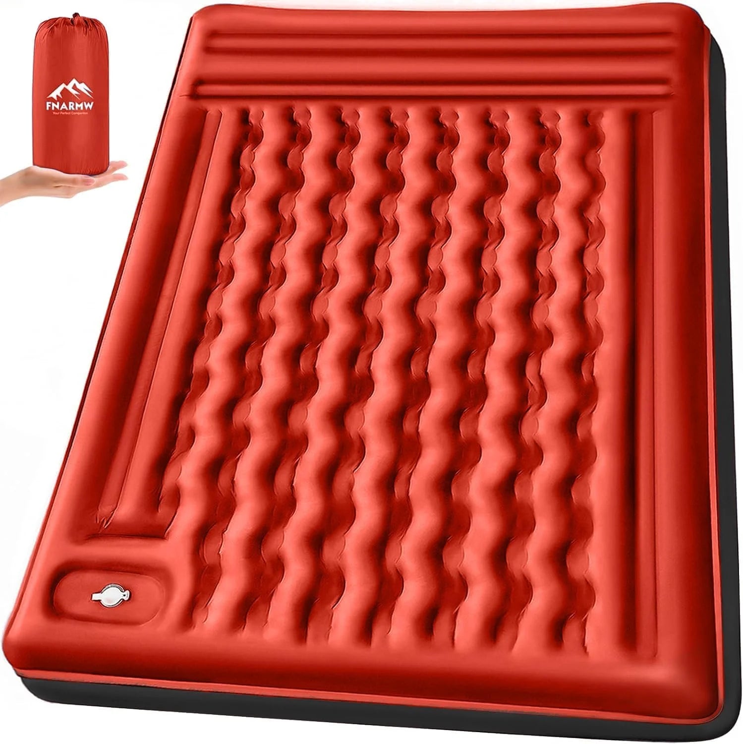New Arrivals Double Sleeping Pad Camping, Self Inflating 6" Extra-Thick 2 Person Pillow Built-in Foot Pump Waterproof - Image 3