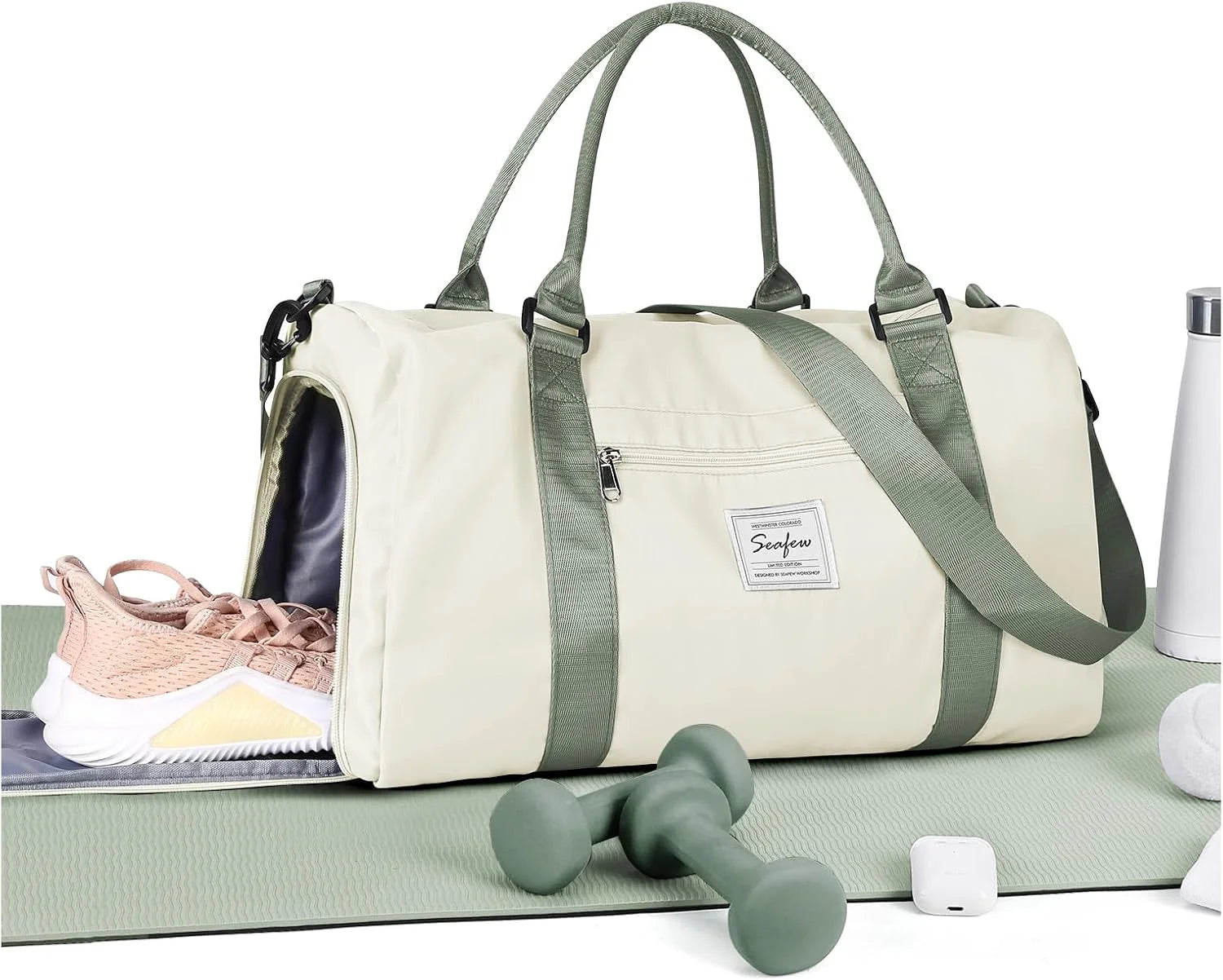 Bag Womens Mens with Shoes Compartment and Wet Pocket Travel Duffel Bag for Women for Plane Sport Gym Tote Bags Swimming Yoga - Image 7