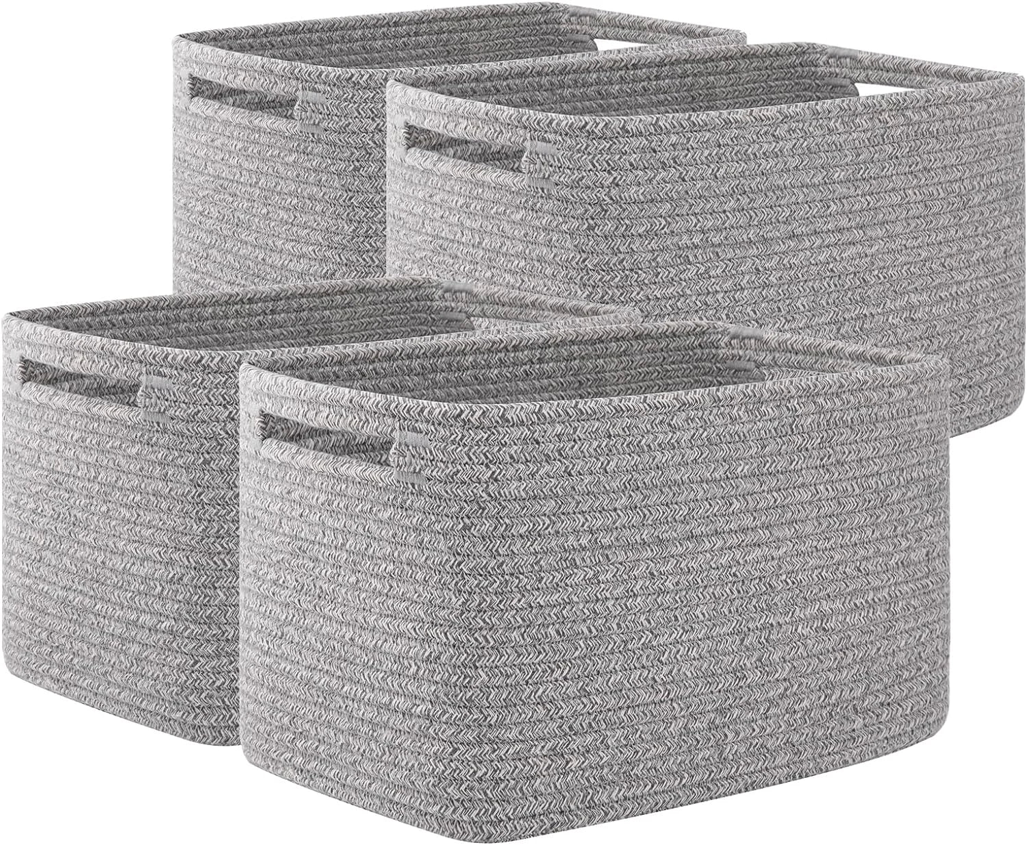 4 Pack Storage Baskets for Organizing, Cube Storage Bins for Shelves, Rectangle Storage Baskets With Handles bifanuoyard - Image 9
