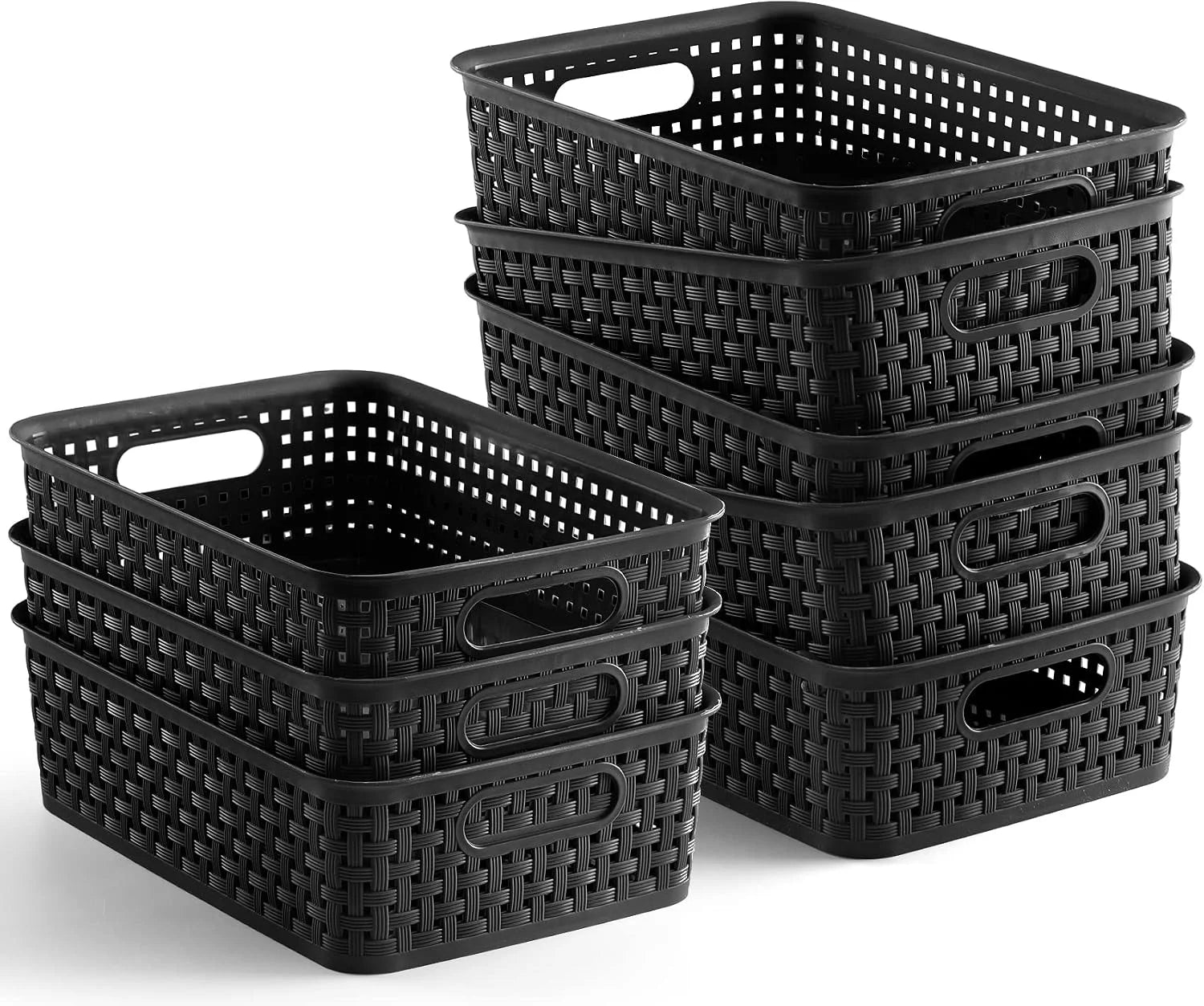 Plastic Storage Baskets, 8 Pack, Gray bifanuoyard - Image 2
