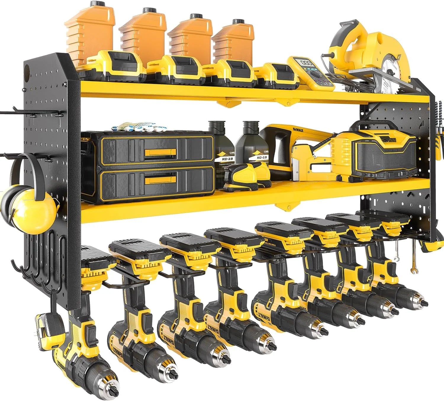New Arrivals Power Tool Organizer Large 8 Drill Holder Wall Mount Heavy Duty Metal Tool Shelf with 12 Hooks Storage Rack for " For Garage - Image 4
