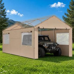 New Arrivals 10×20 FT Car Canopy Replacement Cover, 800D Waterproof & UV, Beige