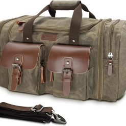Alternative view of Wildroad Waxed Canvas Duffle Bag " 50L Waterproof Weekender Overnight Travel Bag bifanuoyard